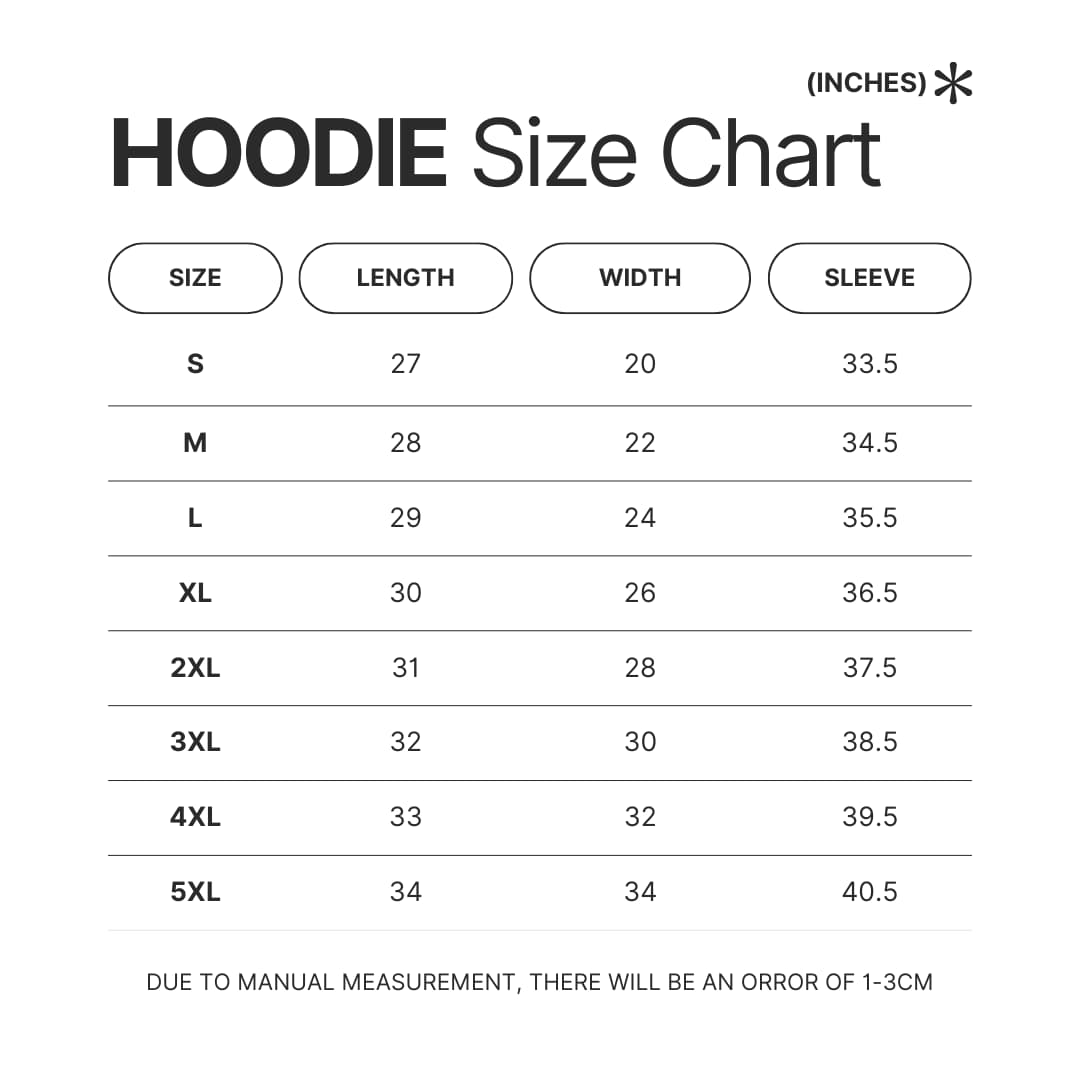 Hoodie Size Chart - Sakamoto Days UK Shop