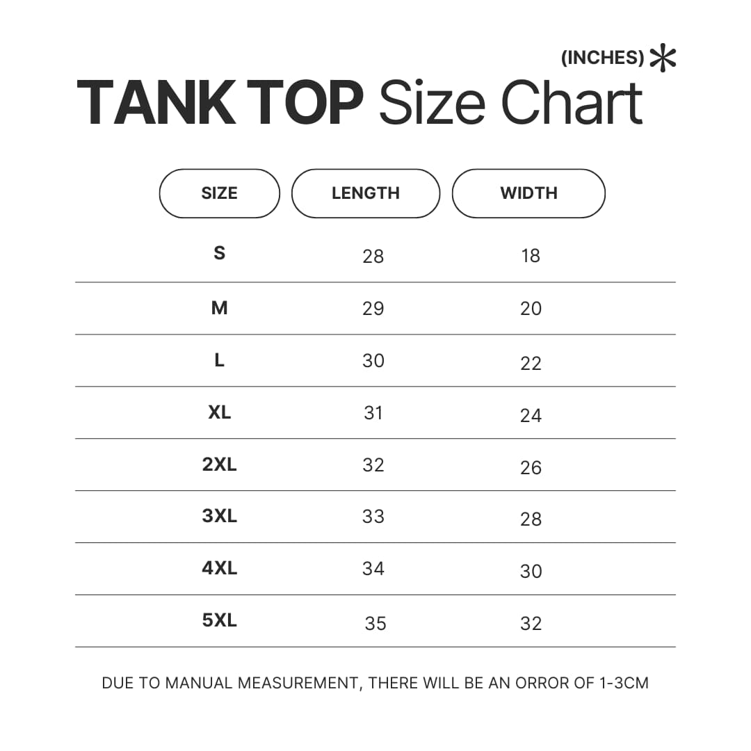 Tank Top Size Chart - Sakamoto Days UK Shop