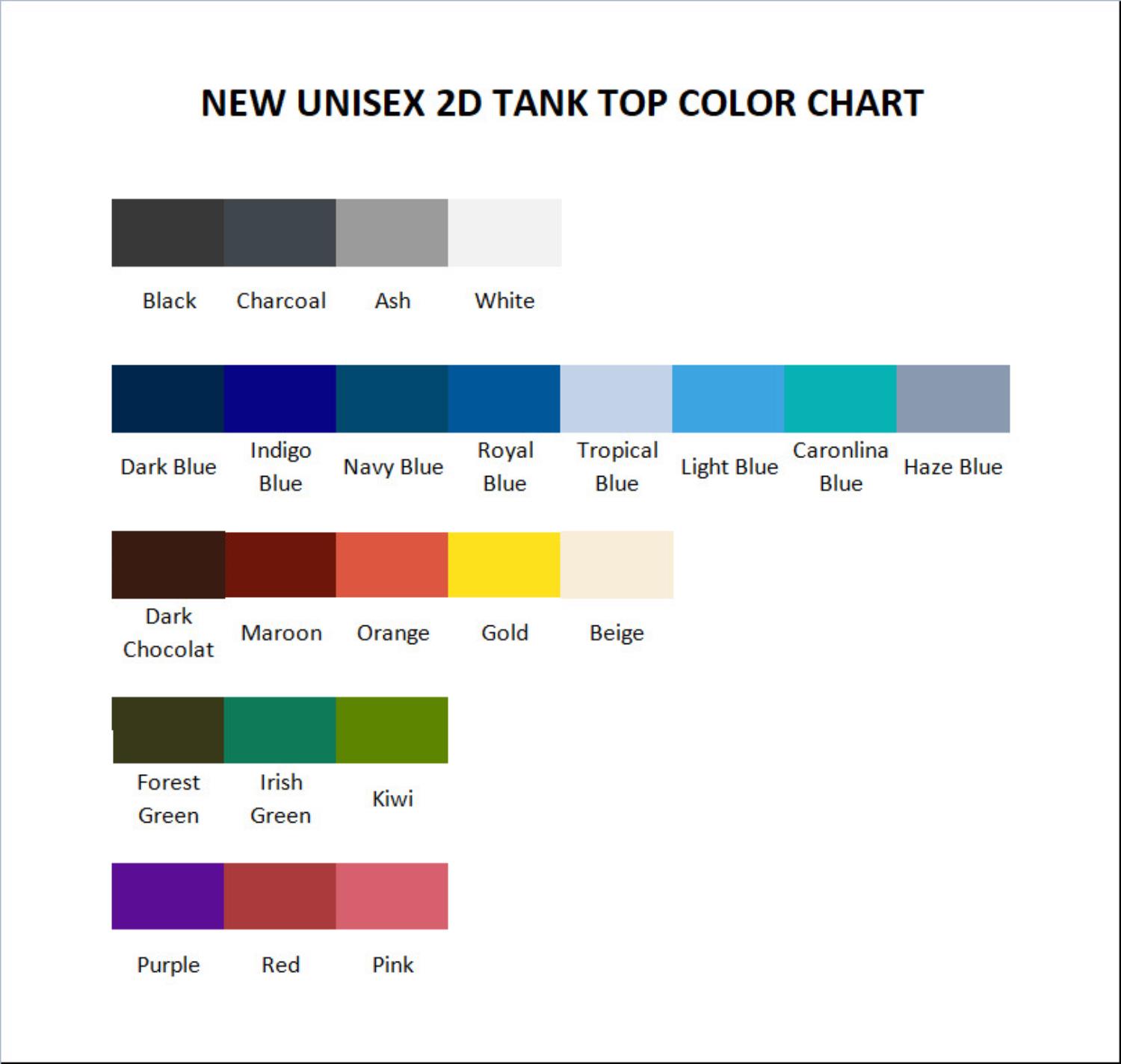 tank top color chart - Sakamoto Days UK Shop